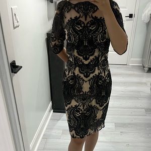 Tahari Nude and Black Dress with Sequins
